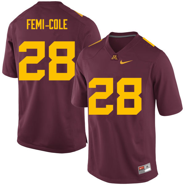 Men #28 Jonathan Femi-Cole Minnesota Golden Gophers College Football Jerseys Sale-Maroon